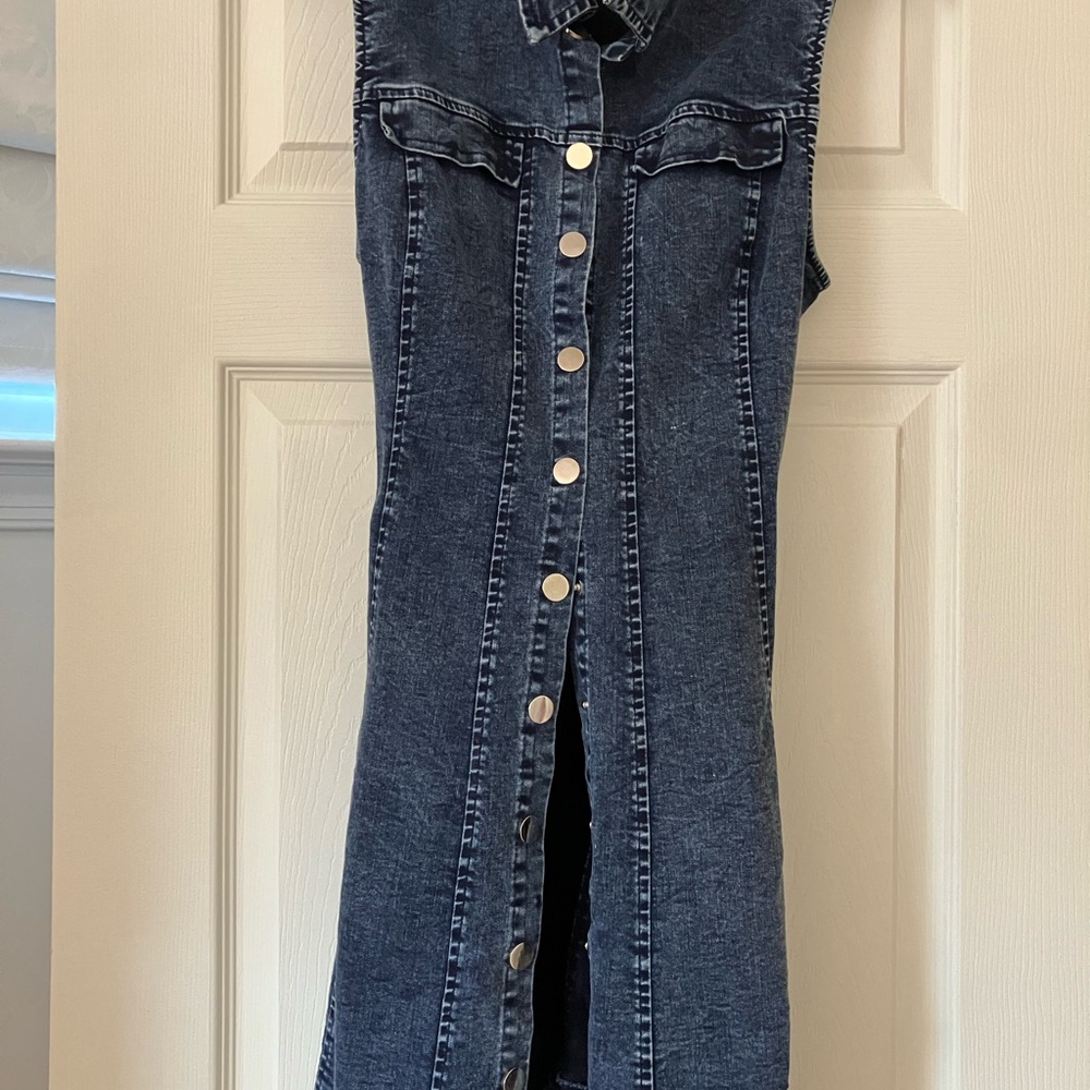 Denim Sleeveless Button-Down Dress